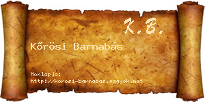 Kőrösi Barnabás névjegykártya